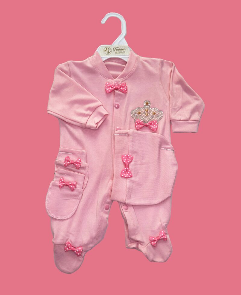 Fancy crown romper pink