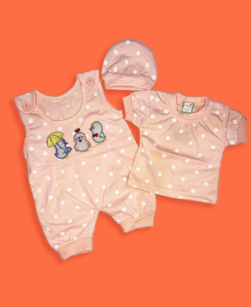 Polka Dot Romper Pink 3pc Set