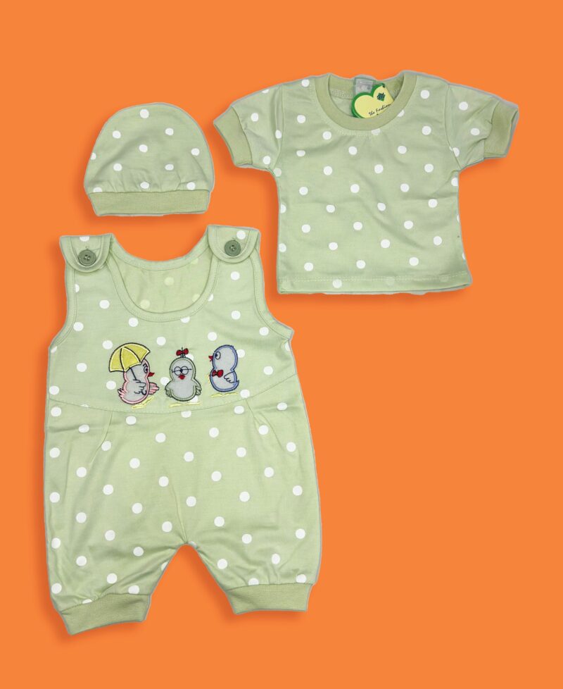 Polka Dot Romper Green 3pc Set