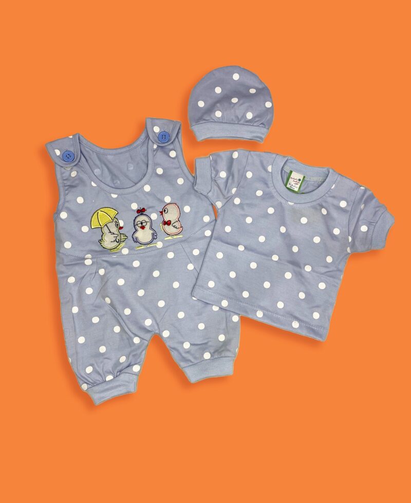 Polka Dot Romper Blue 3pc Set