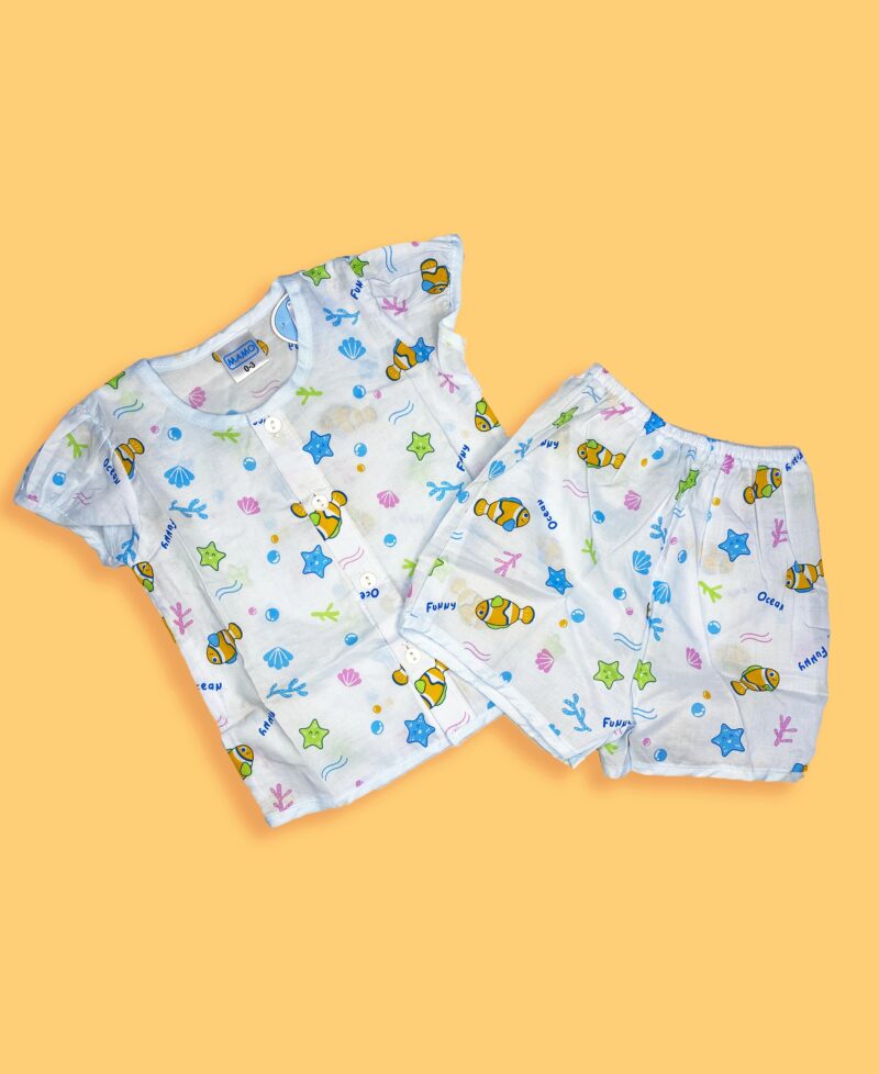 2pc fish theme suit, blue
