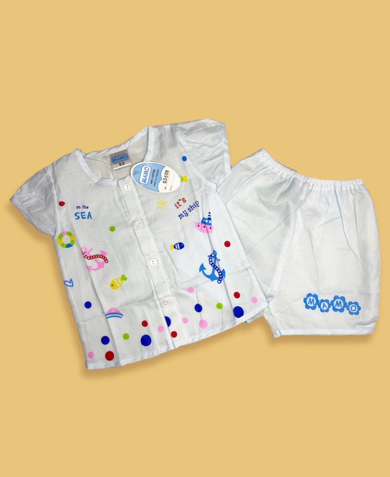 2pc fish theme suit, blue