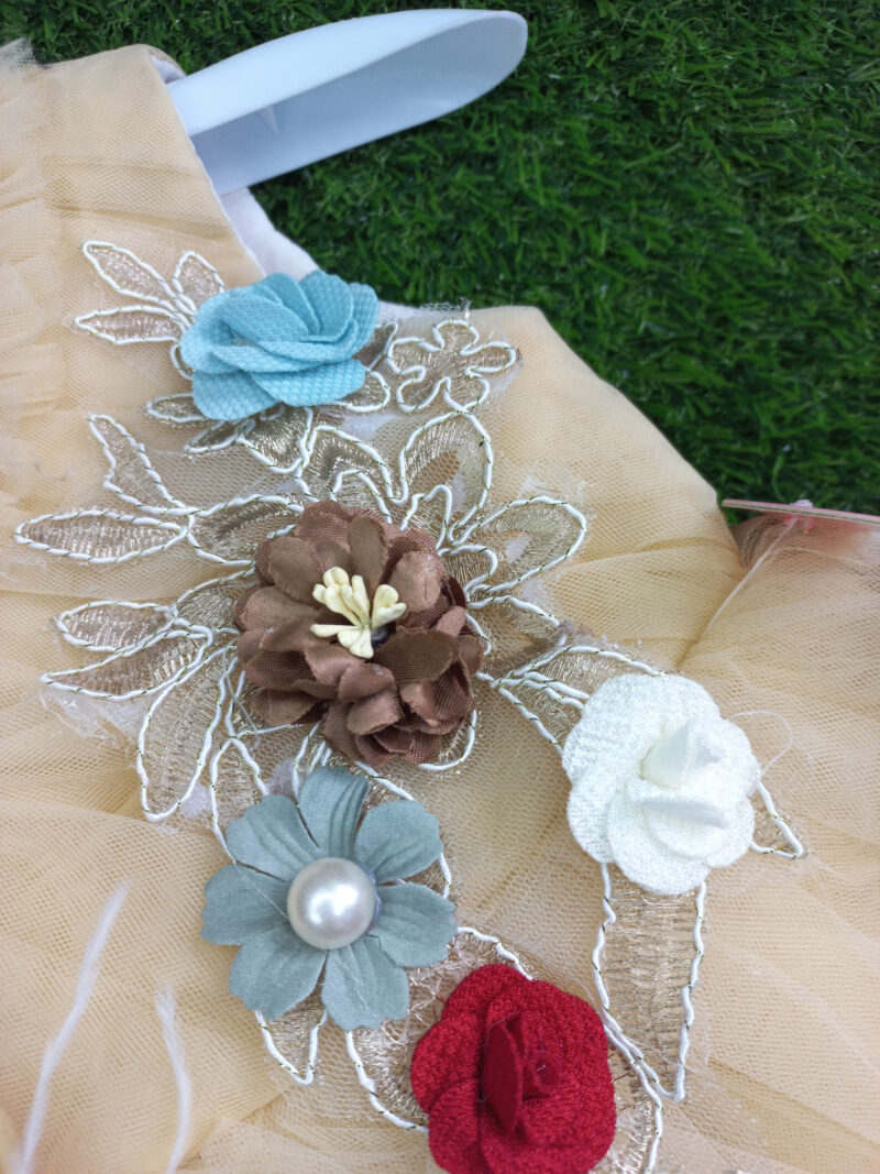 Fancy net frock with silk back bow - Image 2