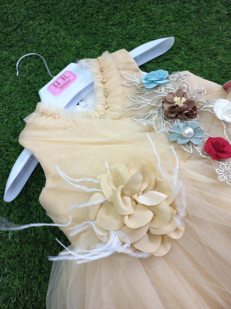 Fancy net frock with silk back bow - Image 3