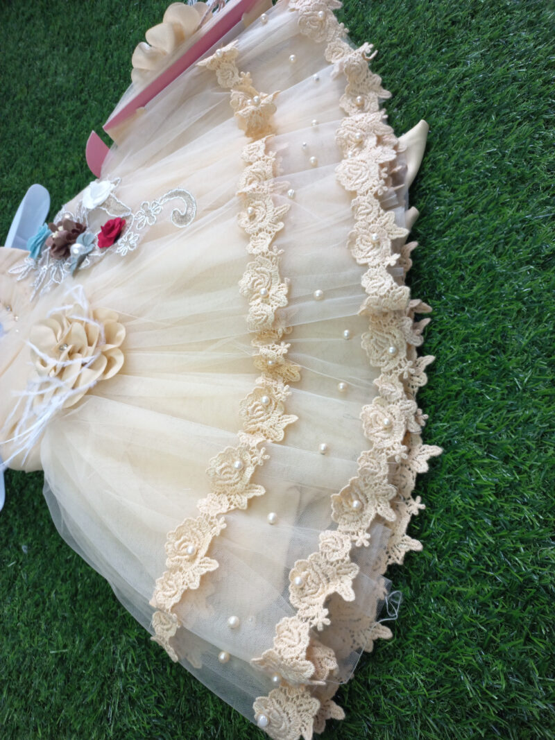 Fancy net frock with silk back bow - Image 4