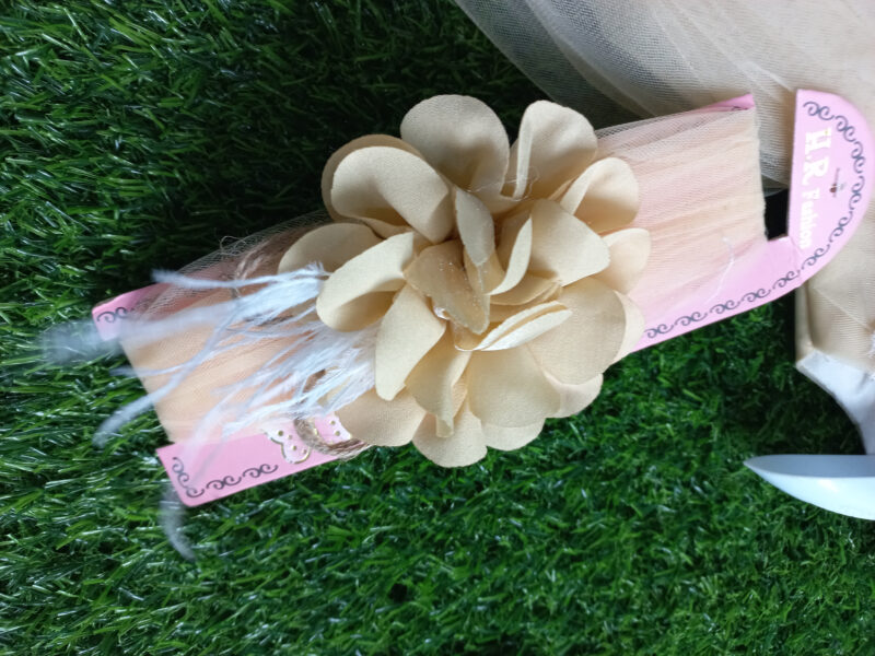 Fancy net frock with silk back bow - Image 5