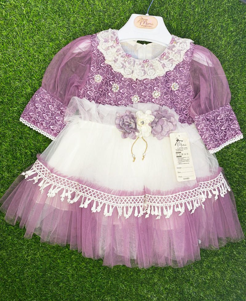 Fancy floral purple net frock