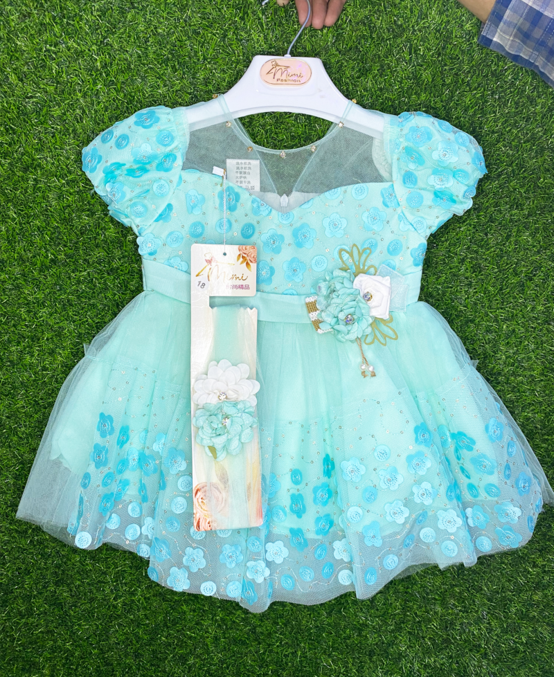 Fancy floral Blue net frock