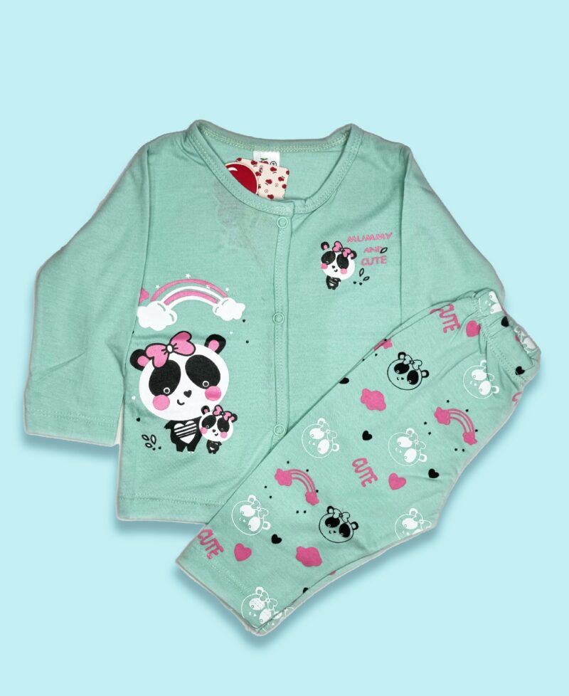2 pc green panda design suit