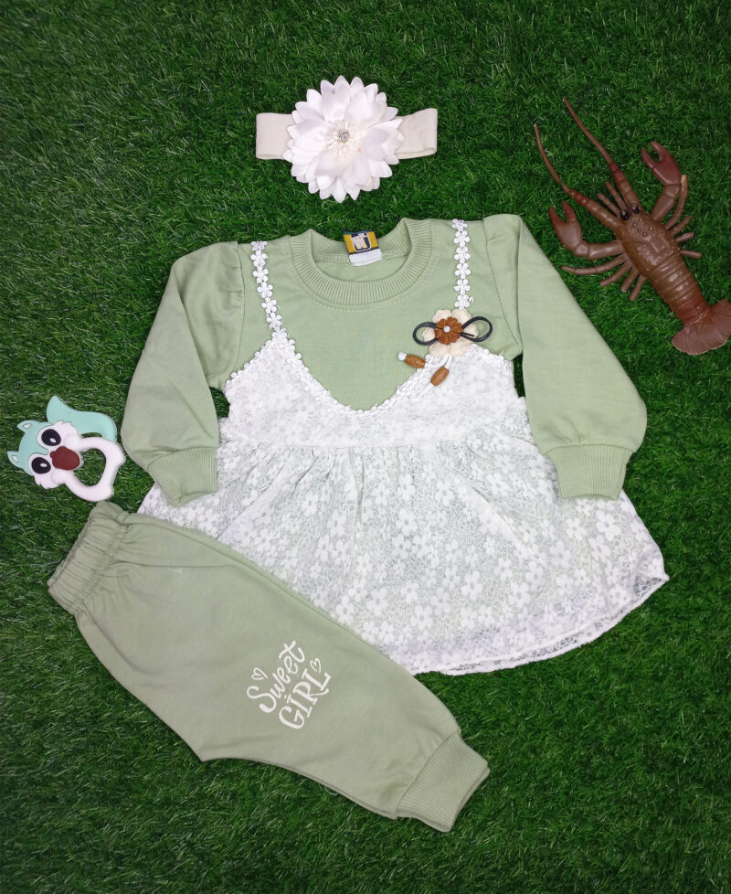 Net frock with pajama Green