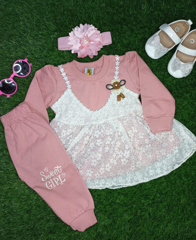 Net frock with pajama RED