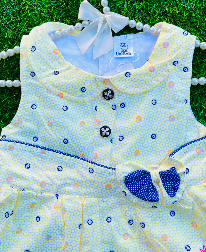 Floral bow frock set yellow - Image 2