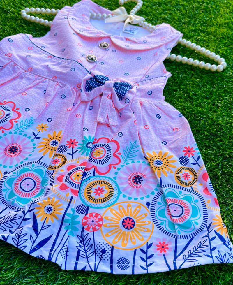 Floral bow frock set pink - Image 3