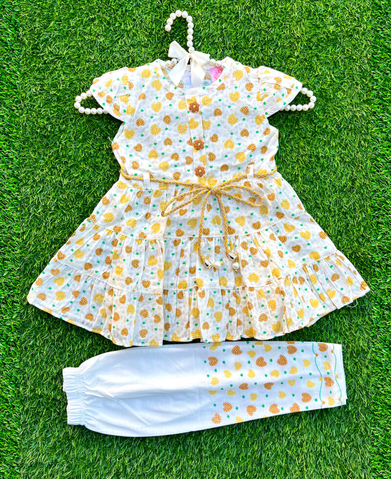 Heart design frock set yellow