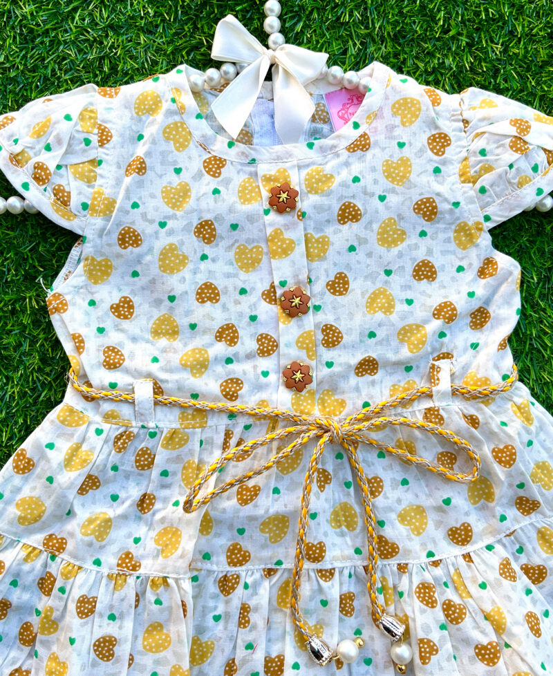Heart design frock set yellow - Image 2