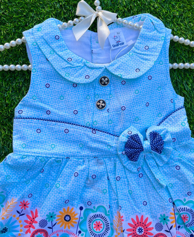 Floral bow frock set blue - Image 2
